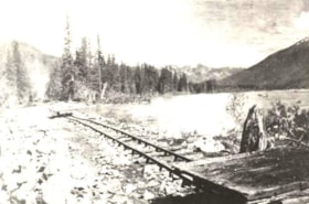 The Grand Trunk Pacific Railway road bed, along the Skeena River. (Images are provided for educational and research purposes only. Other use requires permission, please contact the Museum.) thumbnail