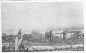 Jenning brothers clearing land at Chicken Lake, B.C.. (Images are provided for educational and research purposes only. Other use requires permission, please contact the Museum.) thumbnail