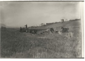 First threshing machine in Balkley Valley; Pete White's farm, Woodmere, B.C.. (Images are provided for educational and research purposes only. Other use requires permission, please contact the Museum.) thumbnail