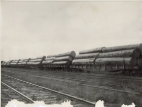 Canadian National railcars loaded with boom logs from the Hanson Lumber Co.. (Images are provided for educational and research purposes only. Other use requires permission, please contact the Museum.) thumbnail