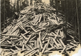 Grand Trunk Pacific pile of ties. (Images are provided for educational and research purposes only. Other use requires permission, please contact the Museum.) thumbnail