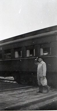 Prime minister L St. Laurent being met at the train station.. (Images are provided for educational and research purposes only. Other use requires permission, please contact the Museum.) thumbnail