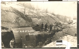 Grand Trunk Pacific Train wreck at Forestdale, B.C.. (Images are provided for educational and research purposes only. Other use requires permission, please contact the Museum.) thumbnail