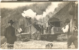 Grand Trunk Pacific steam shovel, Skeena River, B.C.. (Images are provided for educational and research purposes only. Other use requires permission, please contact the Museum.) thumbnail