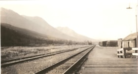 Looking west from CNR station platform in Smithers, B.C.. (Images are provided for educational and research purposes only. Other use requires permission, please contact the Museum.) thumbnail