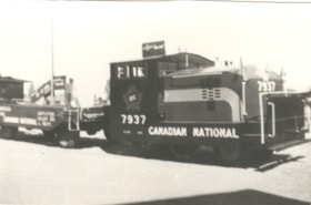 Jim Newton's tractor as a Canadian National train for Fall Fair.. (Images are provided for educational and research purposes only. Other use requires permission, please contact the Museum.) thumbnail