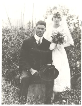 Wedding photo of Fred and Muriel Fowler.. (Images are provided for educational and research purposes only. Other use requires permission, please contact the Museum.) thumbnail