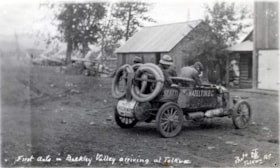 First automobile in Bulkley Valley arriving in Telkwa, B.C.. (Images are provided for educational and research purposes only. Other use requires permission, please contact the Museum.) thumbnail