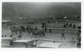 Crowd watching horse sports at an event. (Images are provided for educational and research purposes only. Other use requires permission, please contact the Museum.) thumbnail