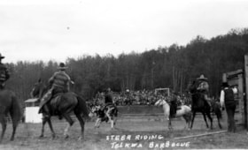 Steer riding Telkwa Barbeque. (Images are provided for educational and research purposes only. Other use requires permission, please contact the Museum.) thumbnail