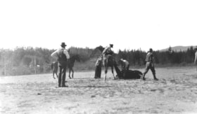 Bareback horseriding at the Telkwa barbeque. (Images are provided for educational and research purposes only. Other use requires permission, please contact the Museum.) thumbnail
