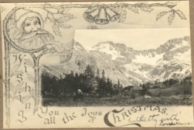 Cardboard Christmas card with mountain picture. (Images are provided for educational and research purposes only. Other use requires permission, please contact the Museum.) thumbnail