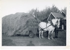 William Billeter sitting on a full wagon of hay on the Billeter Farm. (Images are provided for educational and research purposes only. Other use requires permission, please contact the Museum.) thumbnail