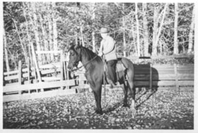 Happy Turner riding a horse on the [Wearue?] Ranch. (Images are provided for educational and research purposes only. Other use requires permission, please contact the Museum.) thumbnail