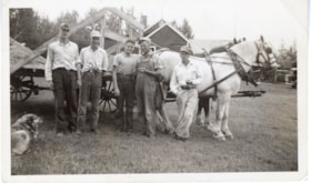 William Billeter and four young men in front of hay wagon. (Images are provided for educational and research purposes only. Other use requires permission, please contact the Museum.) thumbnail