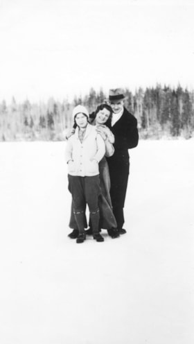 George Bowie, Linnea Hanson, and Irene Bowie on Seymour Lake. (Images are provided for educational and research purposes only. Other use requires permission, please contact the Museum.) thumbnail