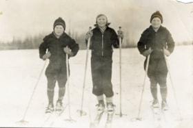 Halvard Dahlie, Martha Goudy (nee Dahlie), and Jorgen Dahlie cross-country skiing. (Images are provided for educational and research purposes only. Other use requires permission, please contact the Museum.) thumbnail