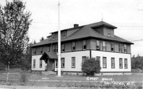 Courthouse on Highway 16 and Main Street, Smithers, B.C.. (Images are provided for educational and research purposes only. Other use requires permission, please contact the Museum.) thumbnail
