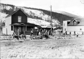 Dog sled team outside of Smithers' houses. (Images are provided for educational and research purposes only. Other use requires permission, please contact the Museum.) thumbnail