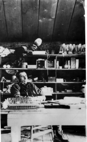 Duncan Jennings at store on Chicken Lake. (Images are provided for educational and research purposes only. Other use requires permission, please contact the Museum.) thumbnail