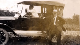 Al Bannister and Bert Walkland with Ford car. (Images are provided for educational and research purposes only. Other use requires permission, please contact the Museum.) thumbnail