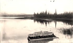 Jennings Bros. sign floating in Lake Kathlyn. (Images are provided for educational and research purposes only. Other use requires permission, please contact the Museum.) thumbnail