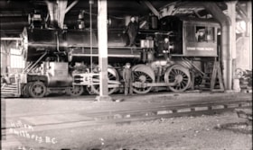 Grand Trunk Pacific engine #609 in the roundhouse, Smithers, B.C.. (Images are provided for educational and research purposes only. Other use requires permission, please contact the Museum.) thumbnail