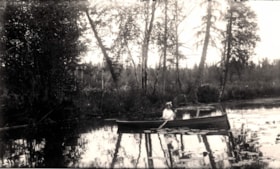 Bertha Adams in a canoe on Lake Kathlyn. (Images are provided for educational and research purposes only. Other use requires permission, please contact the Museum.) thumbnail