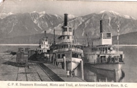 Canadian Pacific Railway steamers: Rossland, Minto, Trail. (Images are provided for educational and research purposes only. Other use requires permission, please contact the Museum.) thumbnail