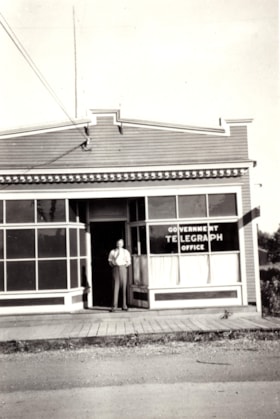 Government Telegraph Office in Smithers with Sgt. Les Buchanan. (Images are provided for educational and research purposes only. Other use requires permission, please contact the Museum.) thumbnail