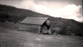 Several men putting hay into hayloft.. (Images are provided for educational and research purposes only. Other use requires permission, please contact the Museum.) thumbnail