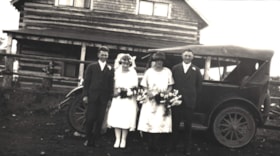 Clarence Goodacre and Winnifred McDonald wedding party at McDonald house in Telkwa, B.C.. (Images are provided for educational and research purposes only. Other use requires permission, please contact the Museum.) thumbnail