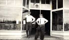 Art White and Jim Kennedy in front of Kennedy's Star Pool Room. (Images are provided for educational and research purposes only. Other use requires permission, please contact the Museum.) thumbnail