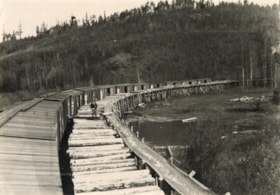 Hanson Lumber & Timber Co., tie flume at Shovel Creek. (Images are provided for educational and research purposes only. Other use requires permission, please contact the Museum.) thumbnail