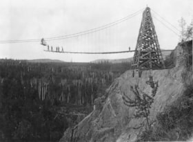 Construction of the Hagwilget Bridge. (Images are provided for educational and research purposes only. Other use requires permission, please contact the Museum.) thumbnail