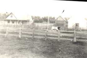 A cow and two houses. (Images are provided for educational and research purposes only. Other use requires permission, please contact the Museum.) thumbnail