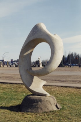 Sculpture on corner of Main Street and Highway 16, Smithers, B.C.. (Images are provided for educational and research purposes only. Other use requires permission, please contact the Museum.) thumbnail