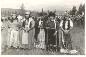 Christine Namox, Madeline Dennis, Connie Tiljoe, Mary George and Madeline Alfred at Smithers, B.C. 25th anniversary celebration. (Images are provided for educational and research purposes only. Other use requires permission, please contact the Museum.) thumbnail