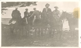 Group of unknown people on horseback. (Images are provided for educational and research purposes only. Other use requires permission, please contact the Museum.) thumbnail