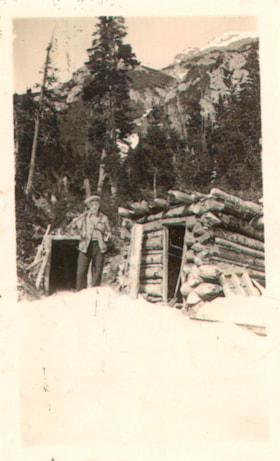 Warren Harrer at entrance of Silver King Mine.. (Images are provided for educational and research purposes only. Other use requires permission, please contact the Museum.) thumbnail