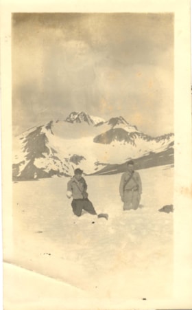 Cameron and Warren Harrer in a snow boat.. (Images are provided for educational and research purposes only. Other use requires permission, please contact the Museum.) thumbnail