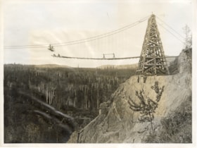 Building the High Level Bridge near Hazelton, B.C.. (Images are provided for educational and research purposes only. Other use requires permission, please contact the Museum.) thumbnail