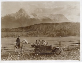 Four men in car and one man on a horse with Roucher de Boule in background. (Images are provided for educational and research purposes only. Other use requires permission, please contact the Museum.) thumbnail