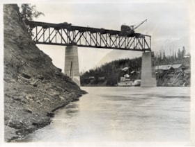 Construction of Skeena Crossing Bridge, B.C.. (Images are provided for educational and research purposes only. Other use requires permission, please contact the Museum.) thumbnail
