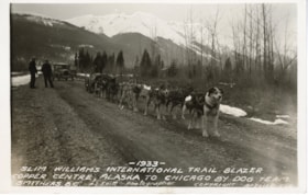1933, Slim Williams international trail blazer, Copper Centre, Alaska to Chicago by dog team Smithers, B.C.. (Images are provided for educational and research purposes only. Other use requires permission, please contact the Museum.) thumbnail