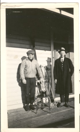 Harry Orm and Chris Dahlie with ski trophy. (Images are provided for educational and research purposes only. Other use requires permission, please contact the Museum.) thumbnail