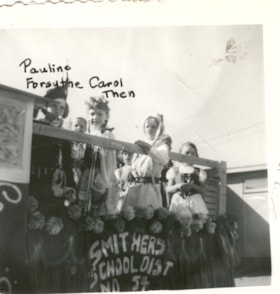Golden Jubilee Parade, Smithers School District #54 Float. (Images are provided for educational and research purposes only. Other use requires permission, please contact the Museum.) thumbnail