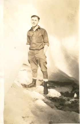 Hiker on glacier. (Images are provided for educational and research purposes only. Other use requires permission, please contact the Museum.) thumbnail