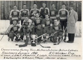 Championship Hockey Team Northern Interior British Columbia, Smithers Juniors, 1941, H.C. Webber Cup. (Images are provided for educational and research purposes only. Other use requires permission, please contact the Museum.) thumbnail