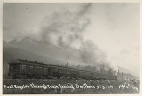 First regular through train leaving Smithers. (Images are provided for educational and research purposes only. Other use requires permission, please contact the Museum.) thumbnail